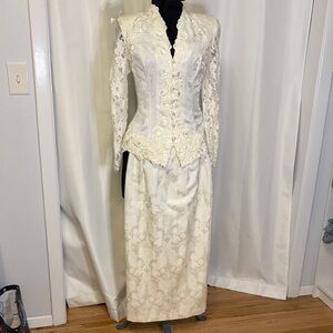Ivory Scott McClintock wedding dressy lace suit set size 6 or 8 western pearl